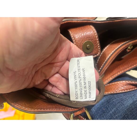 b.o.c Born Concept Brown Woven Faux Leather Tote Handbag Shoulder Bag Purse - Picture 8 of 8